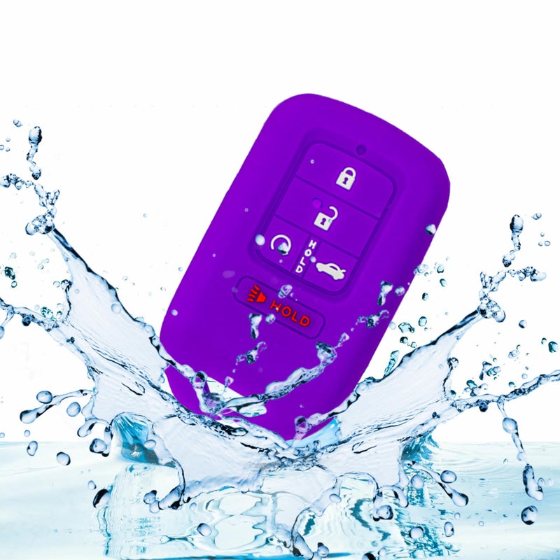Autobase Silicone Key Fob Cover Compatible with Honda Accord Civic CR-V CRV Pilot Passport Insight EX EX-L Touring | Car Accessory | Key Protection Case 2 Pcs (Black & Purple) - Image 4